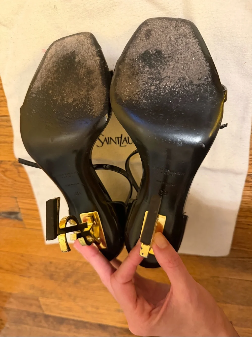 Saint Laurent Black Patent Opyum Heel Sandal size 38/8 - Picture 5 of 8